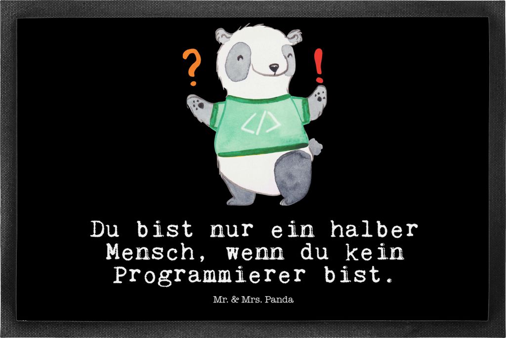 Mr. & Mrs. Panda fußmatte Programmierer Herz 50 x 75 cm - Schwarz - Geschenk, Nerd, bodenmatte, Fußabtreter, Schmutzfangmatte, Computerfreak, Sof...