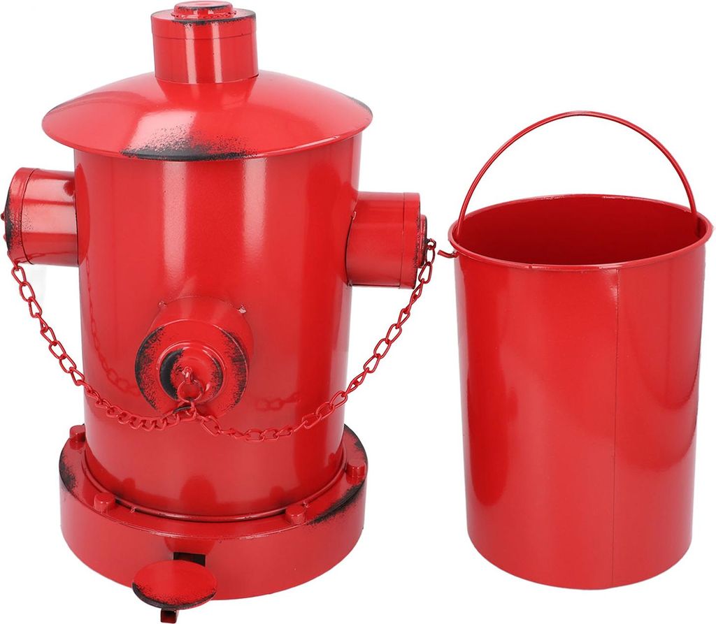 Feuerhydrant Müll kann dekorative Retro Industrial Style Indoor Outdoor Eisenabfallbehälter mit Eimer für Garden Home Kitchen rot