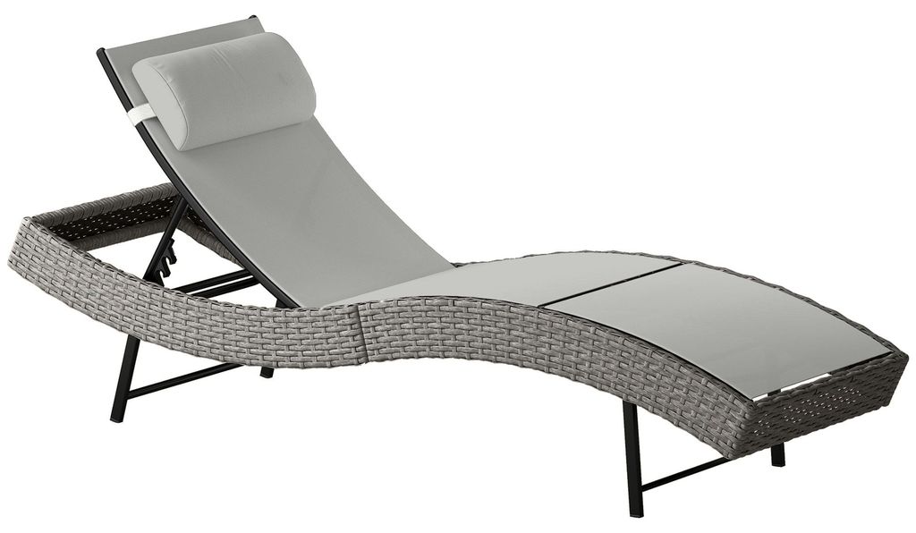 Poly Rattan Sonnenliege S-förmige Gartenliege mit 5-fach verstellbare Rückenlehne Kopfstütze atmungsaktive UV-beständig