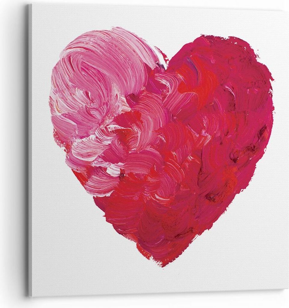 Bild auf Leinwand - Leinwandbild - Einteilig - Rot Herz Aquarell - 70x70cm - Wand Bild - Wanddeko - Wandbilder - Leinwanddruck - Bilder - Wanddekor...