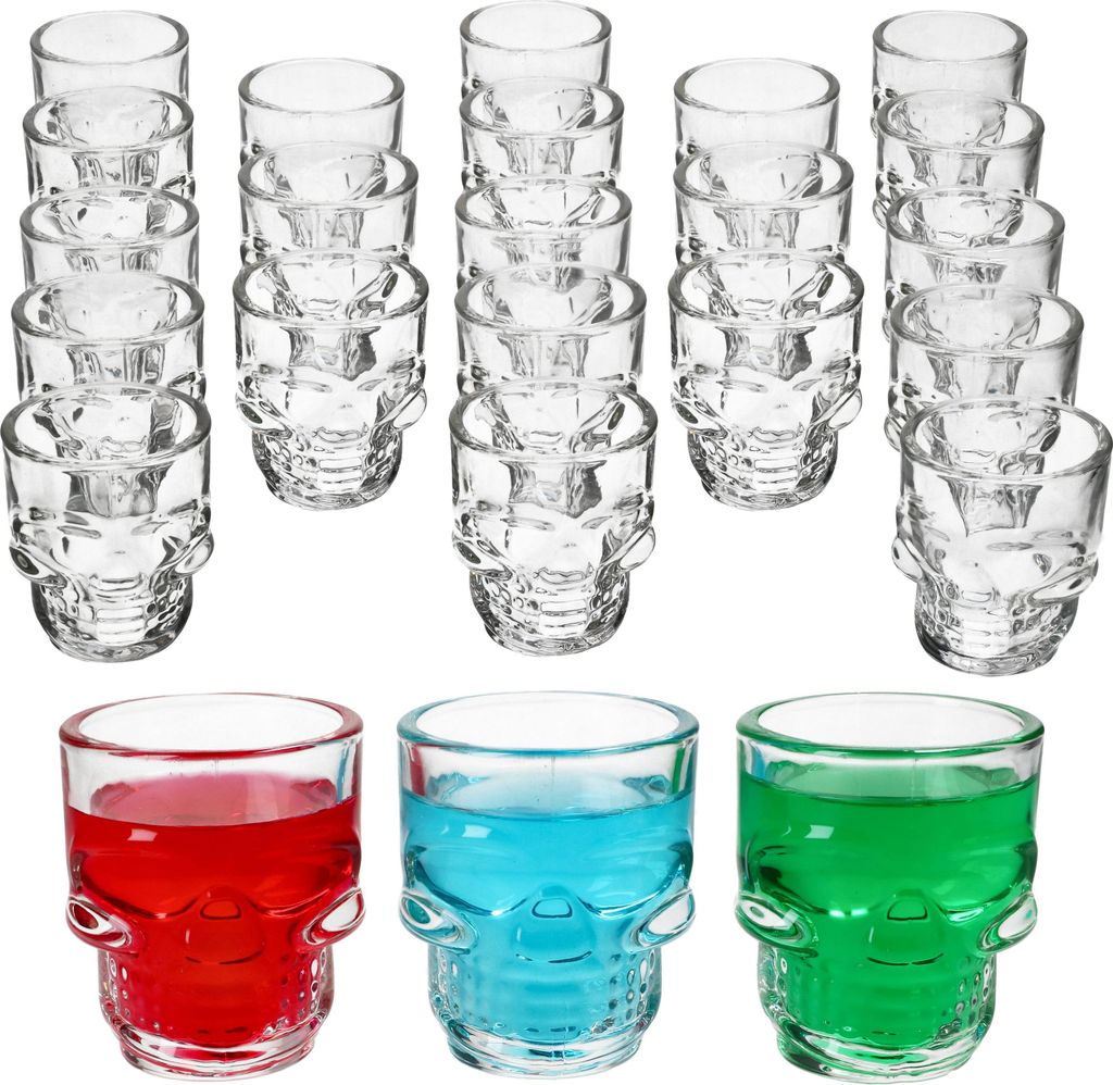 24x Totenkopf Schnapsgläser 5cl Shotgläser 24 Personen Likör Party Bar