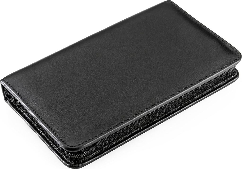 Maniküreetui schwarz leer aus echtem Leder - Zum Bestücken mit Nagelschere, Feilen, Pinzette usw.