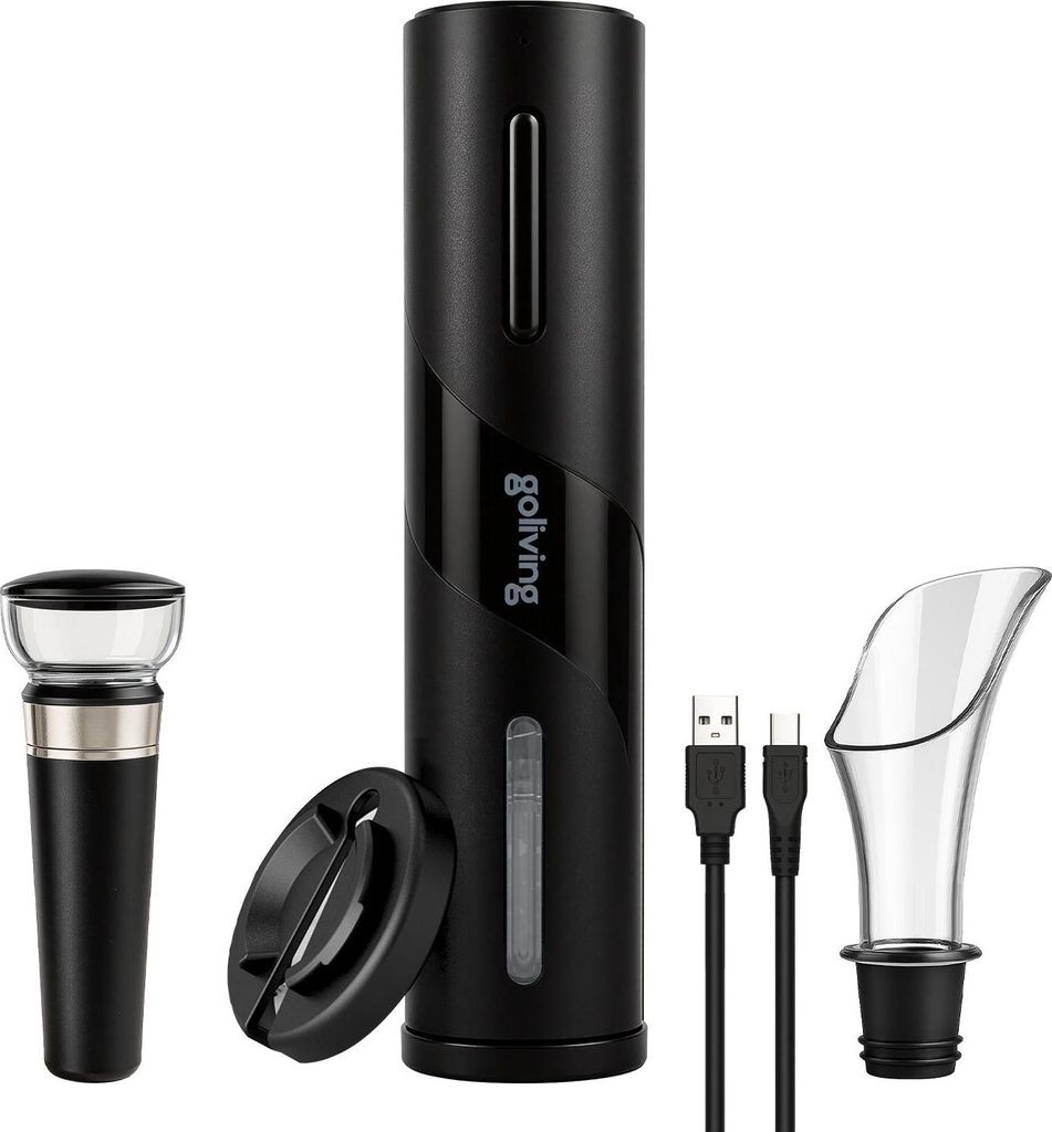 Goliving Elektrischer Korkenzieher-Set – Weinöffner – Automatischer Flaschenöffner – Korkenzieher Wein – Flaschenöffner – Geschenkset ...