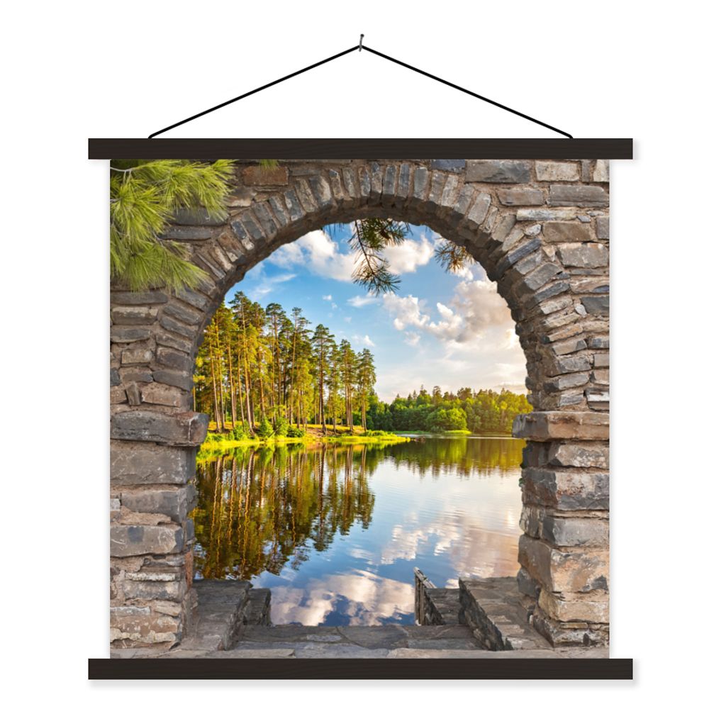MuchoWow Textilposter Landschaft - Ausblick - Wasser 40x40 cm mit schwarzem Rahmen - Fotos
