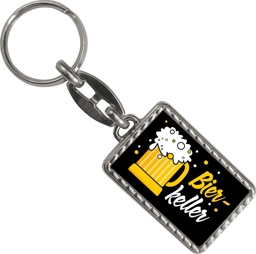 Bierkeller Bierkrug Schlüsselanhänger mit Bordüre in schwarz für Männer