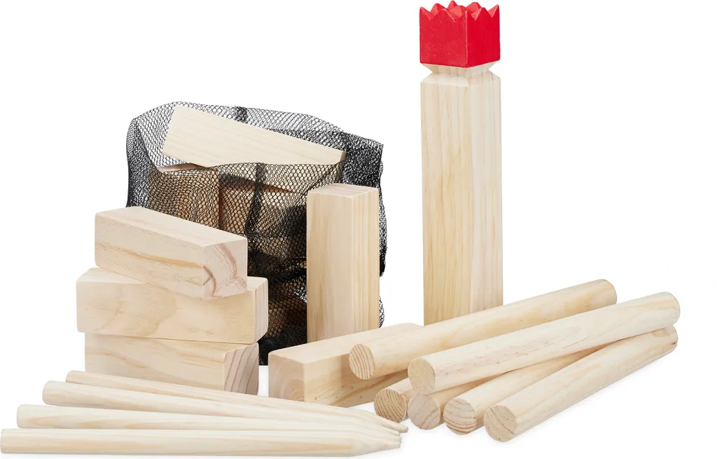 Jeu de quilles finlandaises Kubb Jeu Viking en bois massif pour l'extérieur