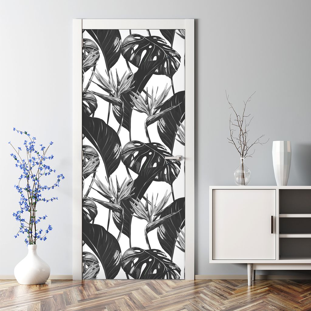 Dekorative Türaufkleber Raumdekoration selbstklebend Türposter Monochrome Pflanzen 85 x 200 cm