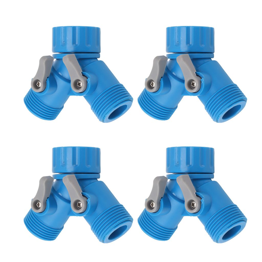 Wasserhahn-Y-Verteiler, 2-Wege-2-Ventile, Schlauchverteiler-Anschluss für Gartenschlauch, Wasserhahn, Standard, 4 Stück