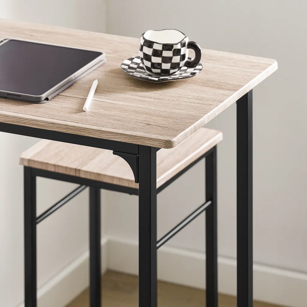 Ensemble table à manger compacte et 2 tabourets de bar design
