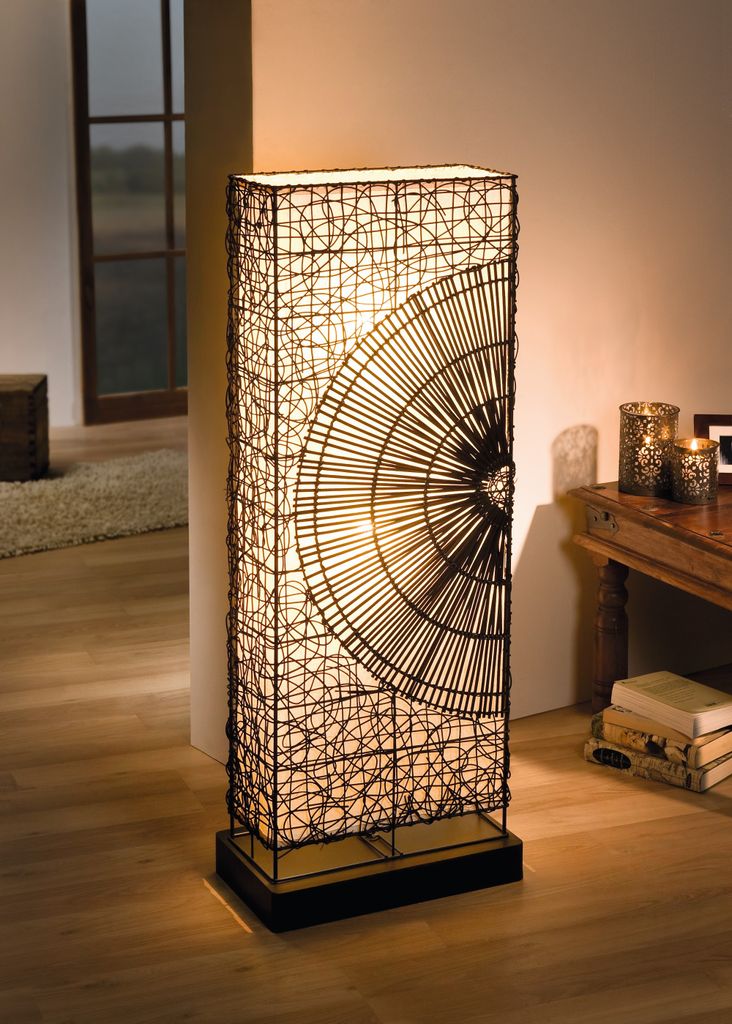 Podlahová lampa slnko 110cm ratan kovová podlahová lampa Obrázok produktu 