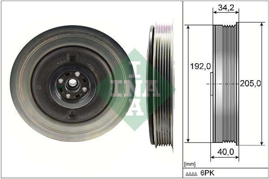 INA 544 0504 10 Riemenscheibe Kurbelwelle für VOLVO XC60 (156) 205mm