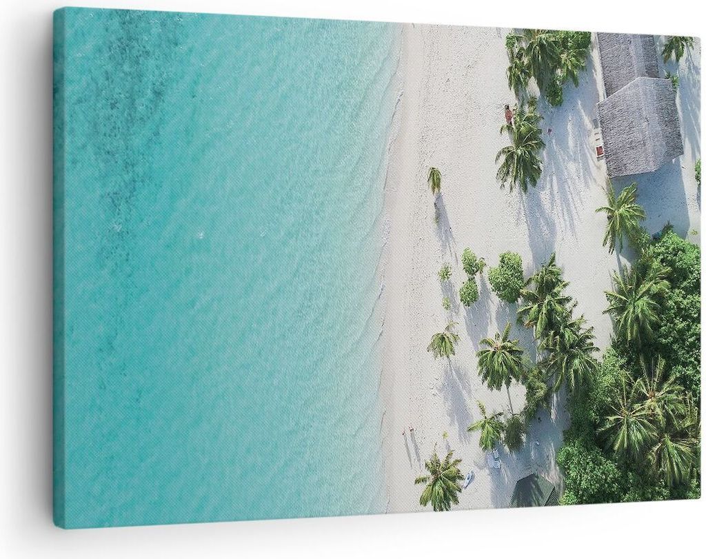 Bild auf Leinwand - Leinwandbild - Einteilig - Luftaufnahmen himmlisch Strand - 70x50cm - Wand Bild - Wanddeko - Wandbilder - Leinwanddruck - Bilde...