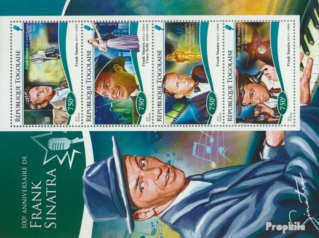 Briefmarken Togo 2015 Mi 6584-6587 Kleinbogen (kompl. Ausgabe) postfrisch Frank Sinatra