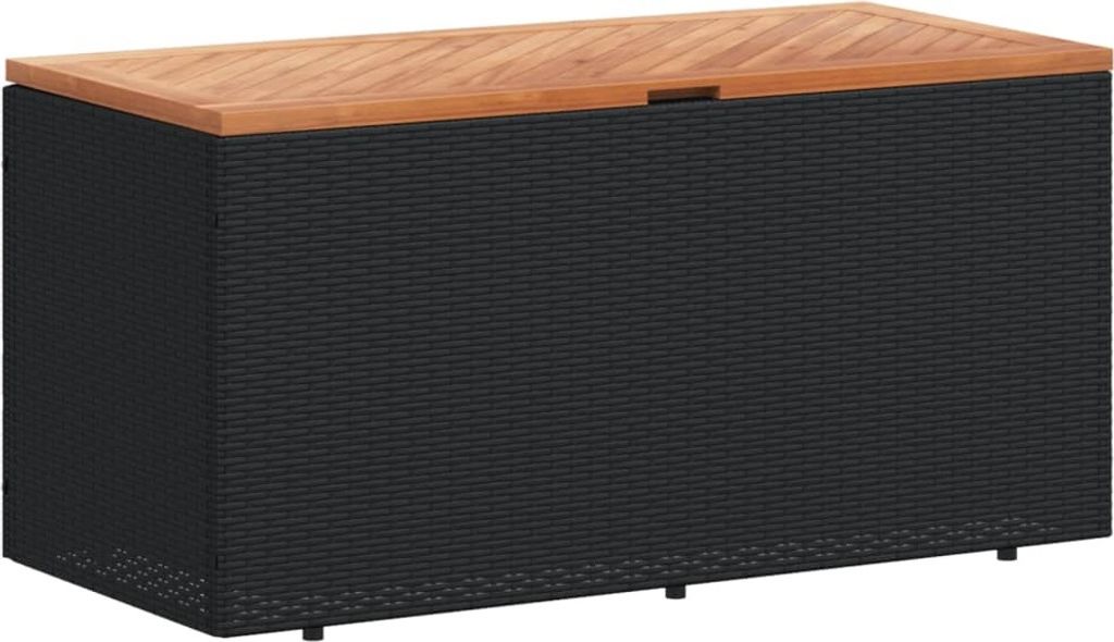 vidaXL Gartentruhe Schwarz 110x50x54 cm Poly Rattan Akazienholz