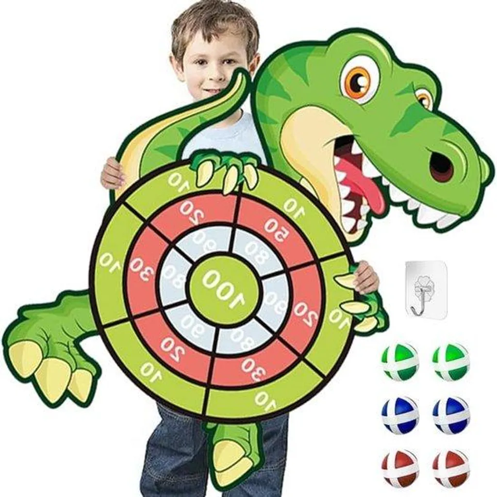 Jeu fléchettes dinosaure géant 73 cm avec 6 balles scratch sécurité