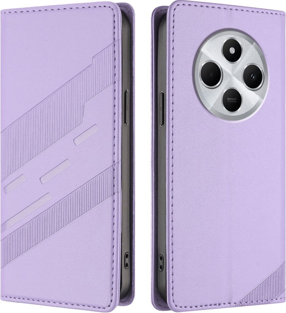 Hülle für Xiaomi Redmi 14C/ 14R/ A3 Pro/ A4 5G/Poco C75 5G/4G, Kunstleder Brieftaschen Handyhülle mit Kartenfach und Standfunktion Violett