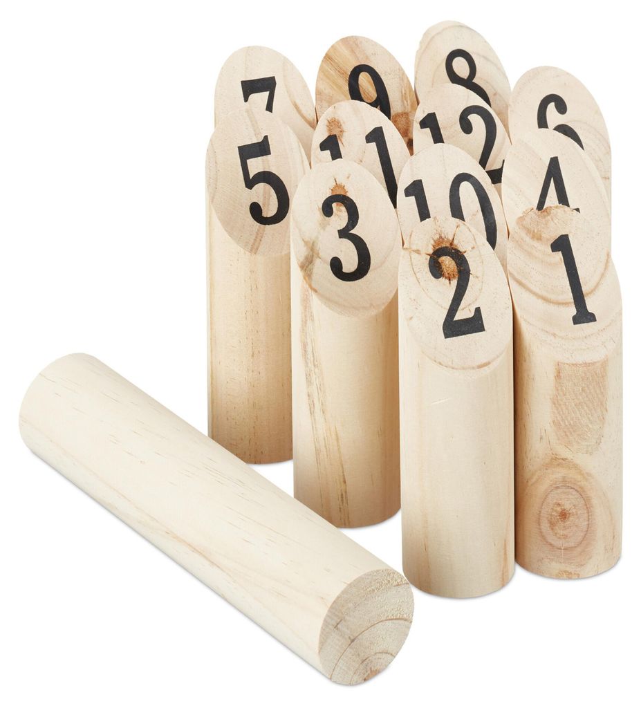 Relaxdays Kubb Wikingerspiel, skandinavisches Wurfspiel, Produktbild 