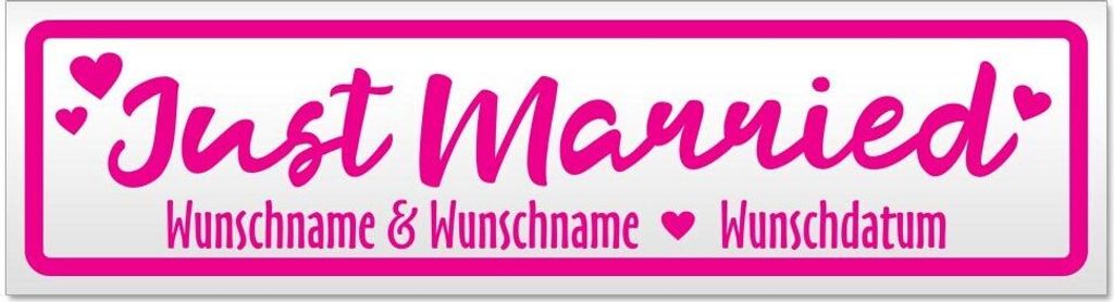 Kiwistar Just Married Wunschname Datum Magnetschild Schild magnetisch - 60cm Pink - Magnetfolie für Auto PKW Kfz