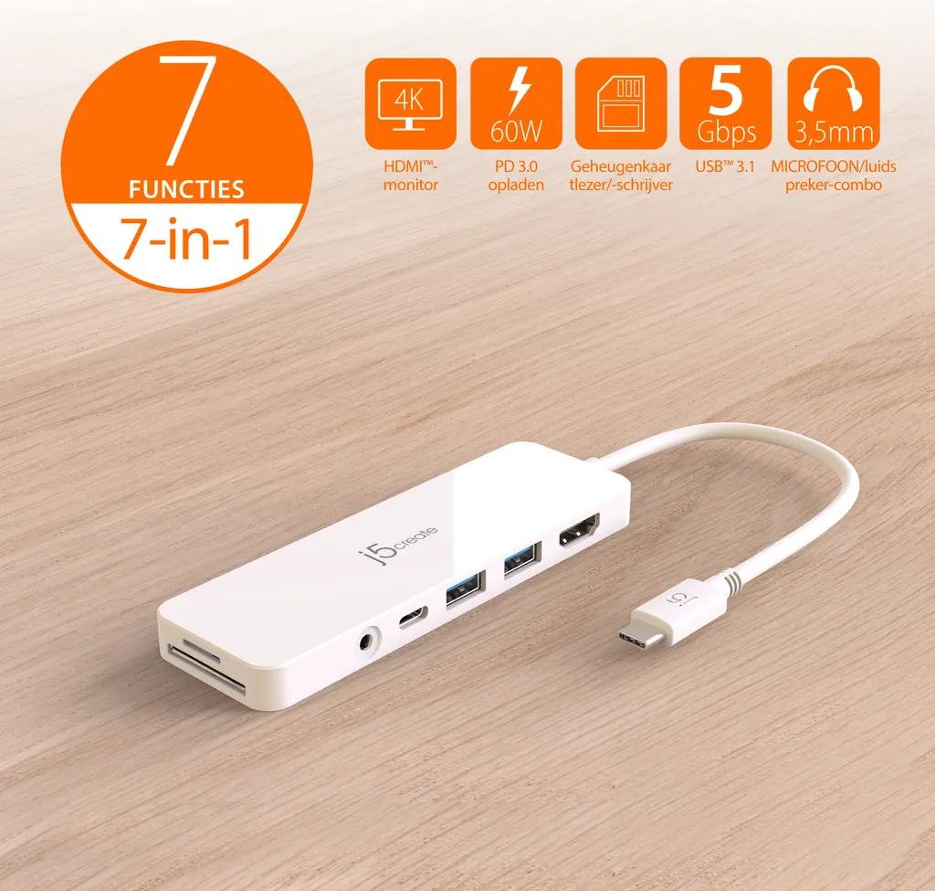 Adaptateur multiple USB-C léger j5create JCD373-N ultra-nomade - 5