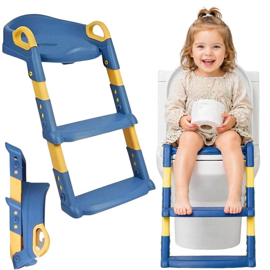 Kinder Toilettensitz mit Leiter blau rutschfeste Stufen Produktbild 