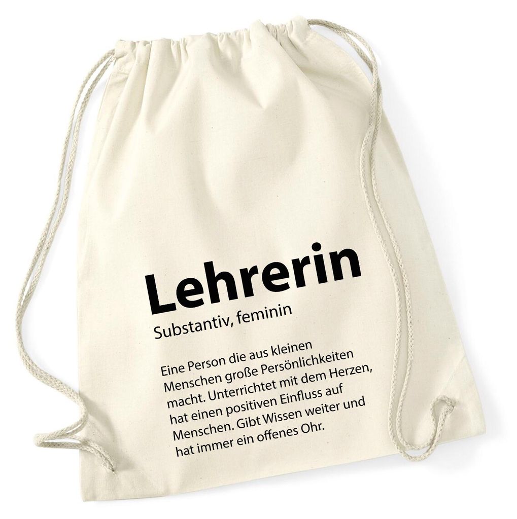 Huuraa Turnbeutel Lehrerin Definition 12 Liter Natural Baumwolle Rucksack Geschenkidee