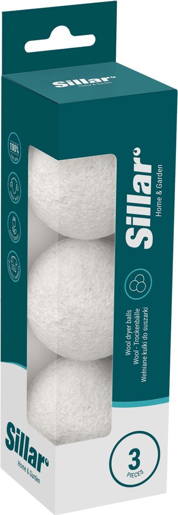 Sillar Wollkugeln für Wäschetrockner – 3 Stück aus 100% Naturwolle