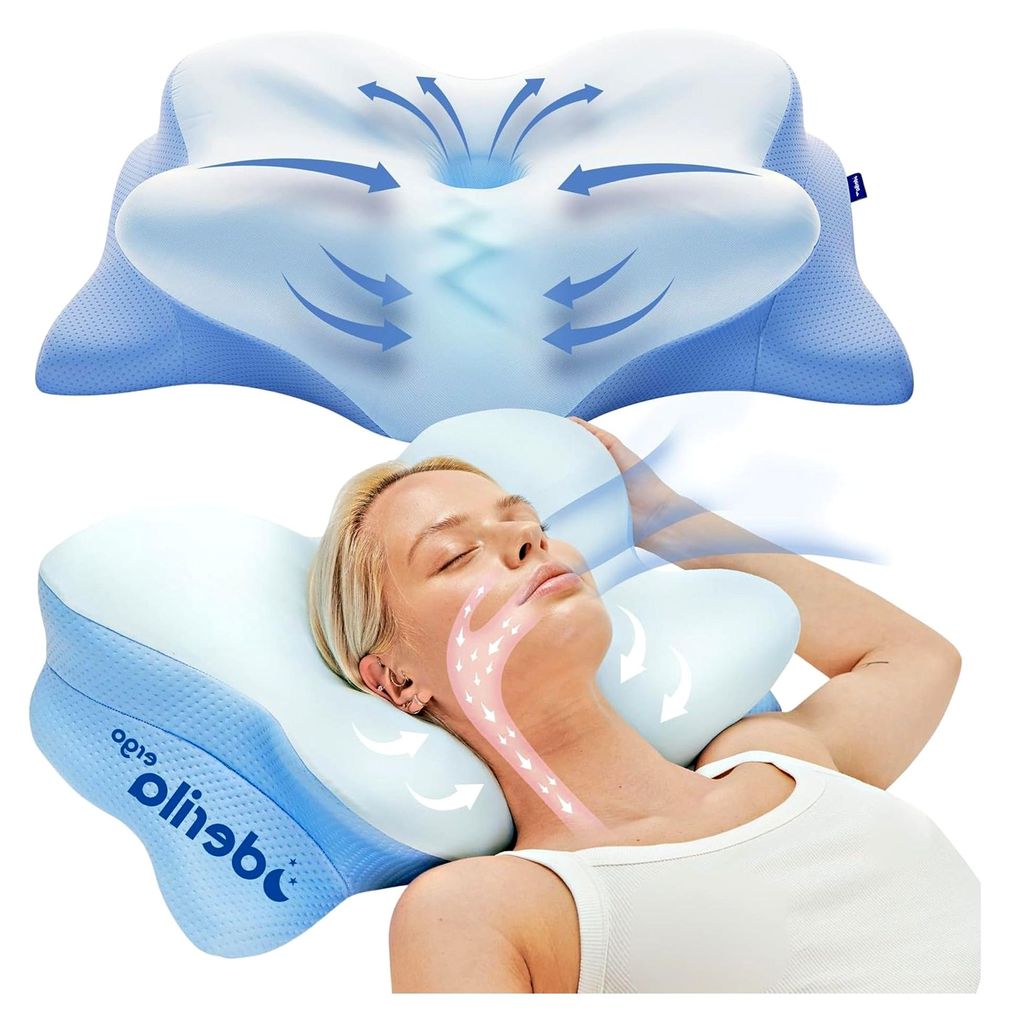 Ergo Nackenkissen, Memory Foam Kissen, Nackenstützkissen für Seiten-, Rücken- und Bauchschläfer (1er Pack)