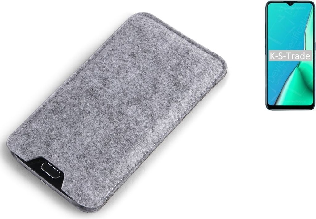K-S-Trade Filz Handyhülle kompatibel mit Oppo A5 2020 Schutzhülle Filztasche Filz Tasche Case Sleeve Handy Hülle Filzhülle grau