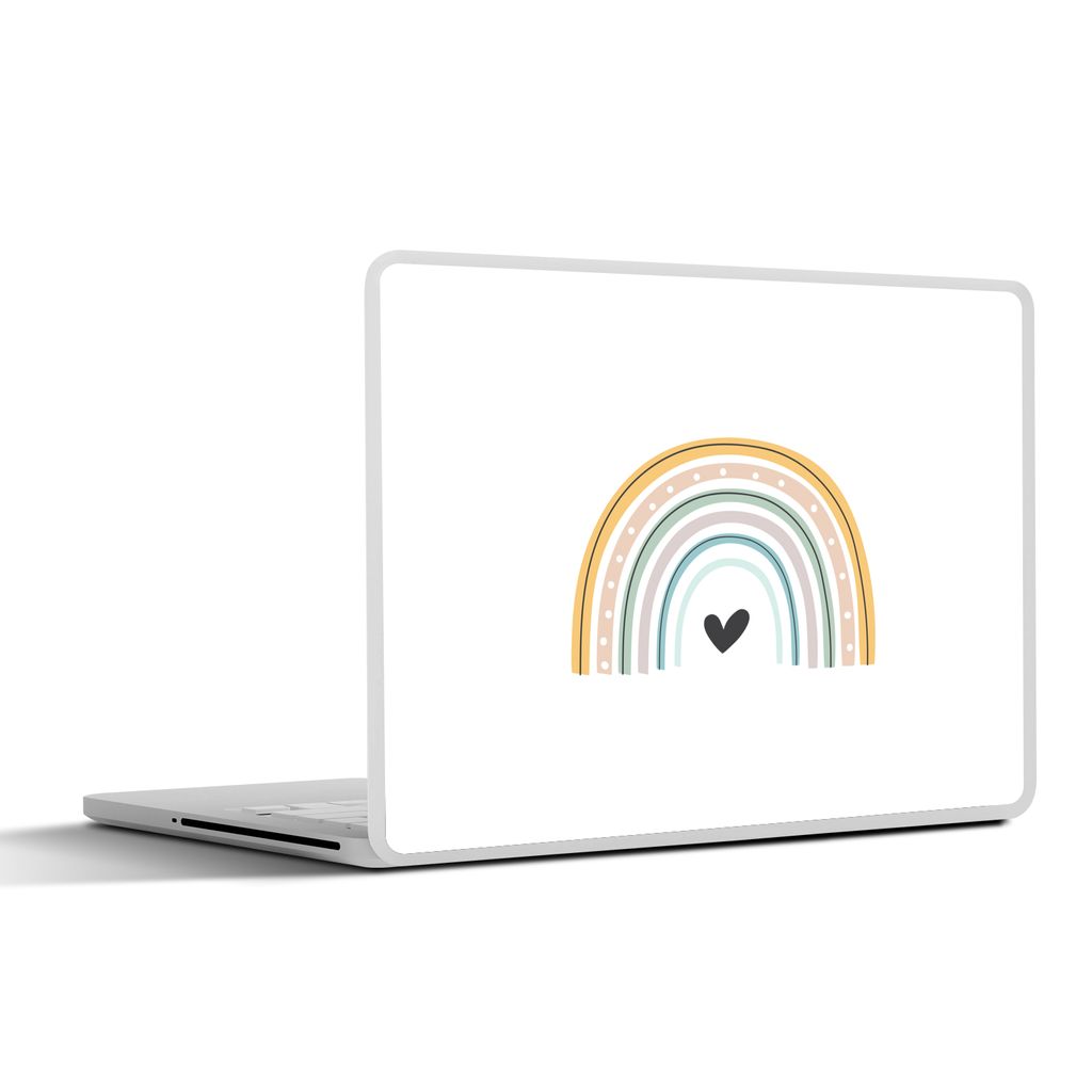 MuchoWow Laptop Aufkleber Sticker Cover Regenbogen - Herz - Tupfen - Pastell - Kinder 25x18 cm - Laptop-Deko