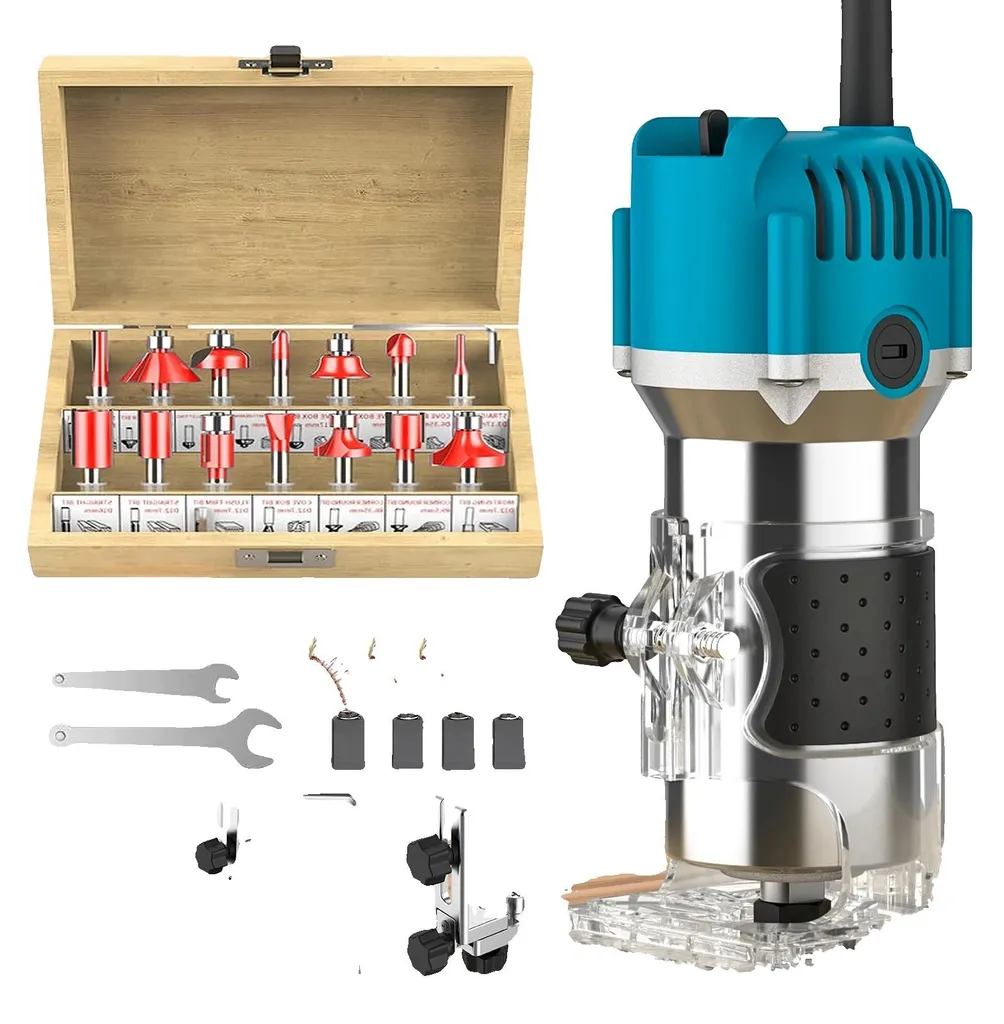 Fraiseuse à bois électrique 800W avec base transparente et prise EU
