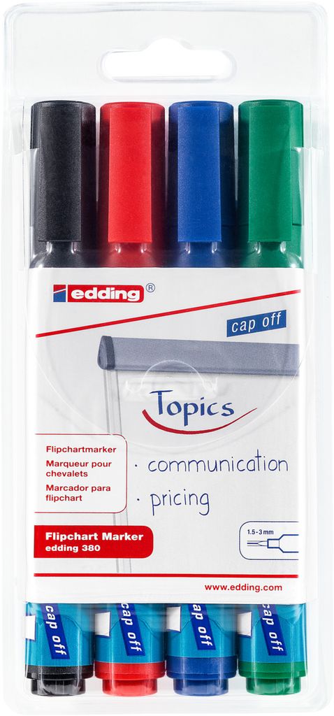 Flipchartmarker 380 schwarz/rot/blau/grün Strich-B.1,5-3mm Rundspitze EDDING