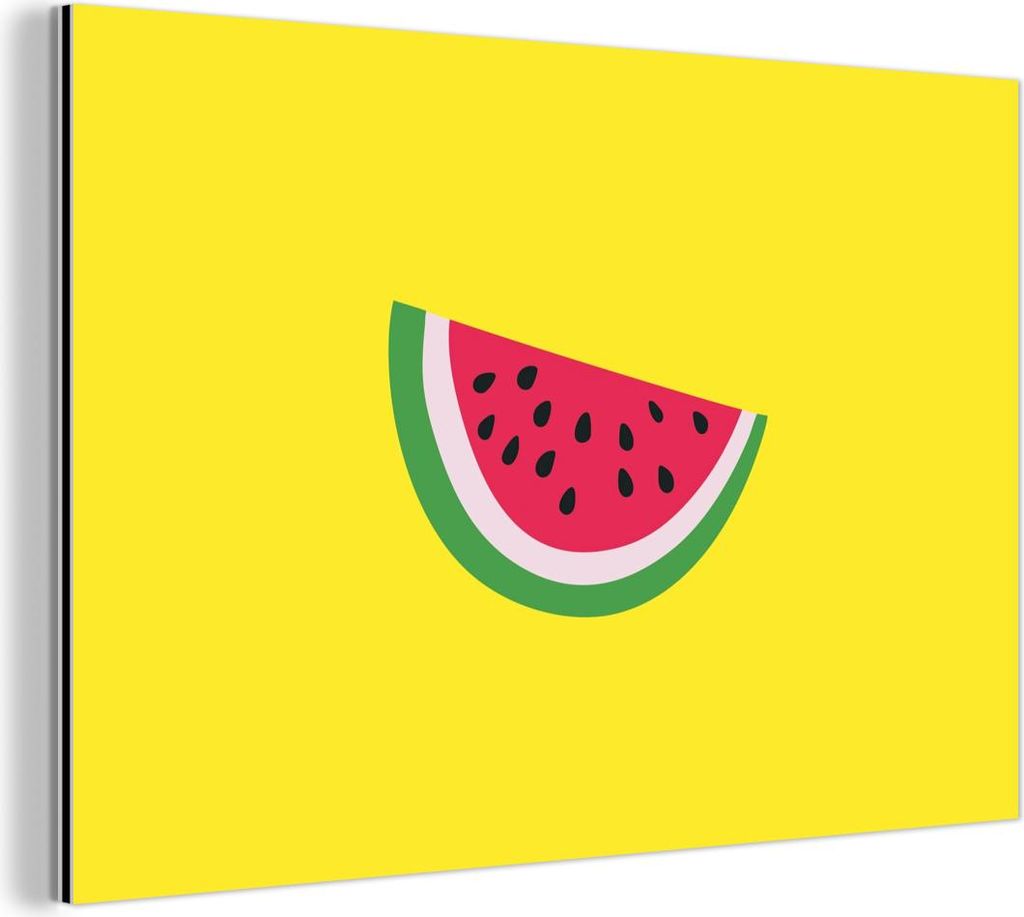 MuchoWow Wanddekoration Metall Metallbild Wandkunst 120x80 cm Obst - Wassermelone - Gelb MuchoWow Aluminium Gemälde - Alu Bild