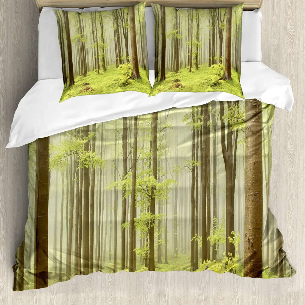 ABAKUHAUS Copripiumino Wald 155x220cm Verde Beige Anti-Acaro Online