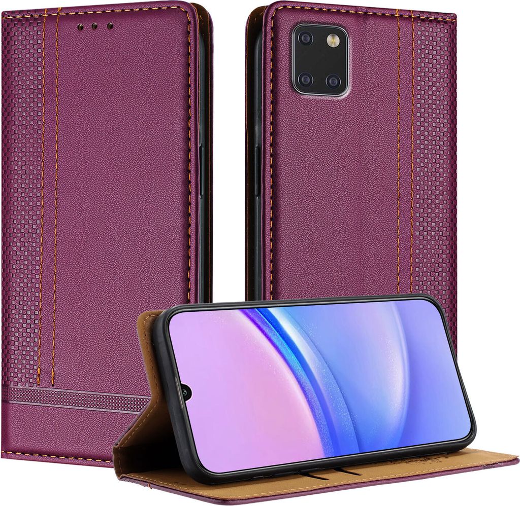 Handyhülle für Samsung Galaxy Note 10 Lite Leder Flip Klappbare Schutzhülle mit Standfunktion Lila