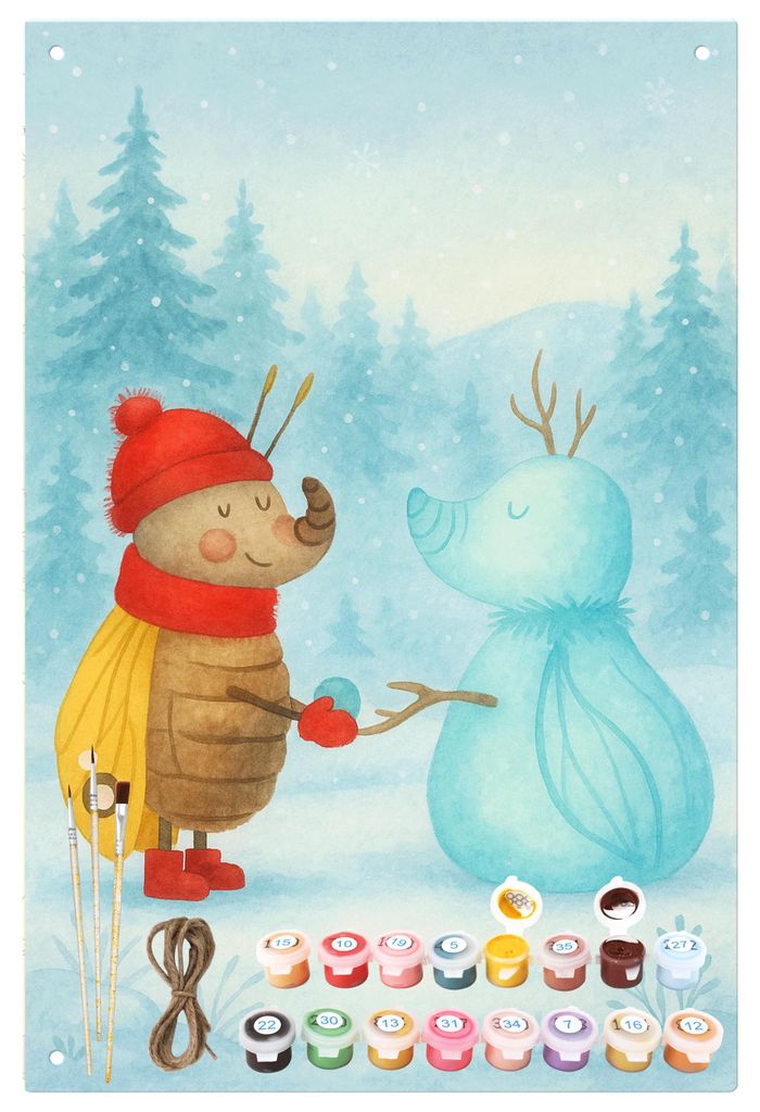Mr. & Mrs. Panda Malen nach Zahlen Nachtfalter Schneemann Design - Weiß - Geschenk, Schnee, Weihnachten, Winterzeit, Winter, Metallplatte, Weihnac...