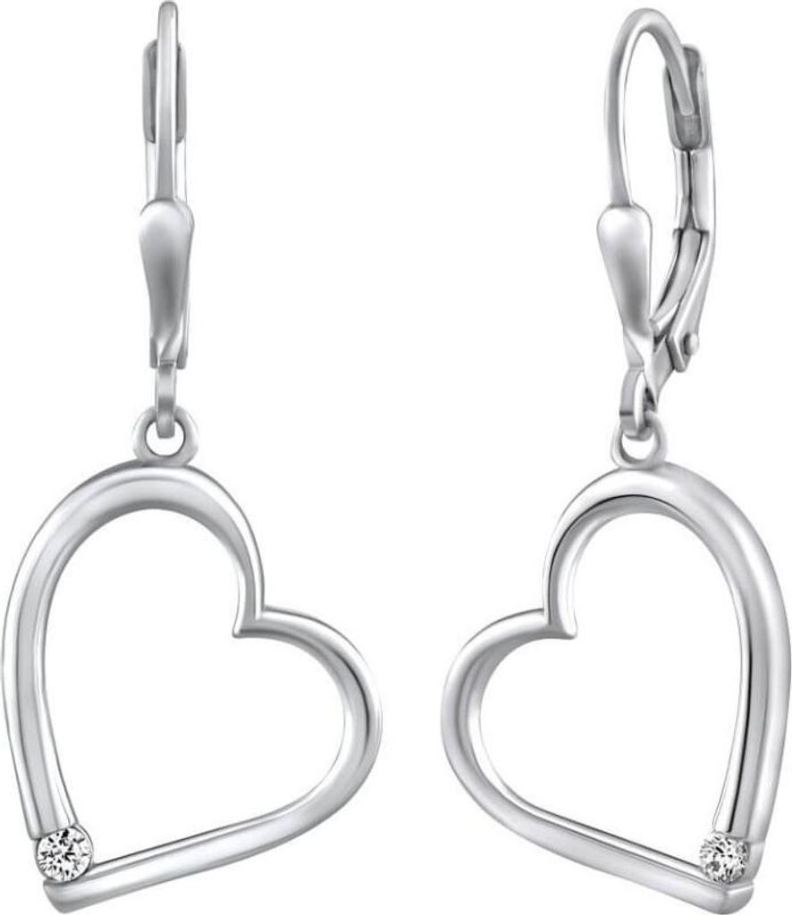 Romantic silver earrings with zircons Heart QRE521