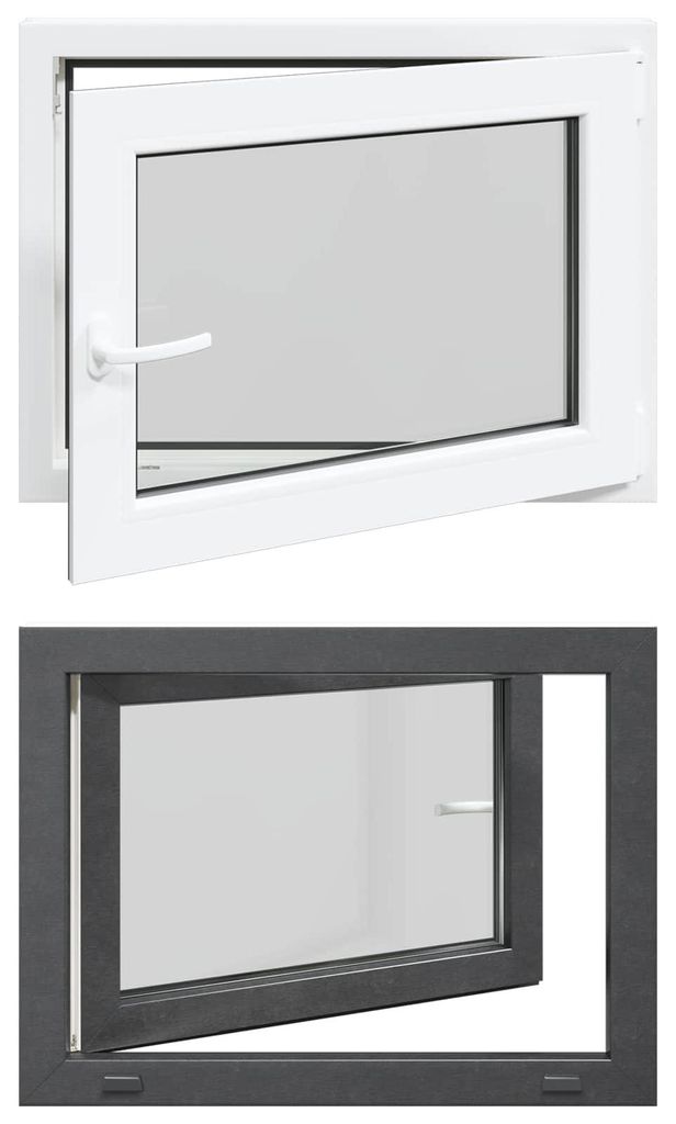 vidaXL Kellerfenster RISOR 80 x 60 cm PVC und Glas Anthrazit