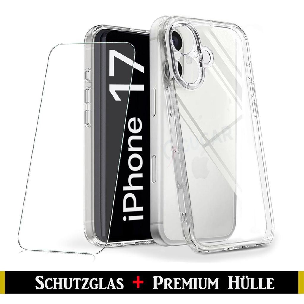 Für iPhone 17 ( 6.3" ) Transparent Silikon Handy Schutz Hülle + 9H Panzerglas HD Schutzglas