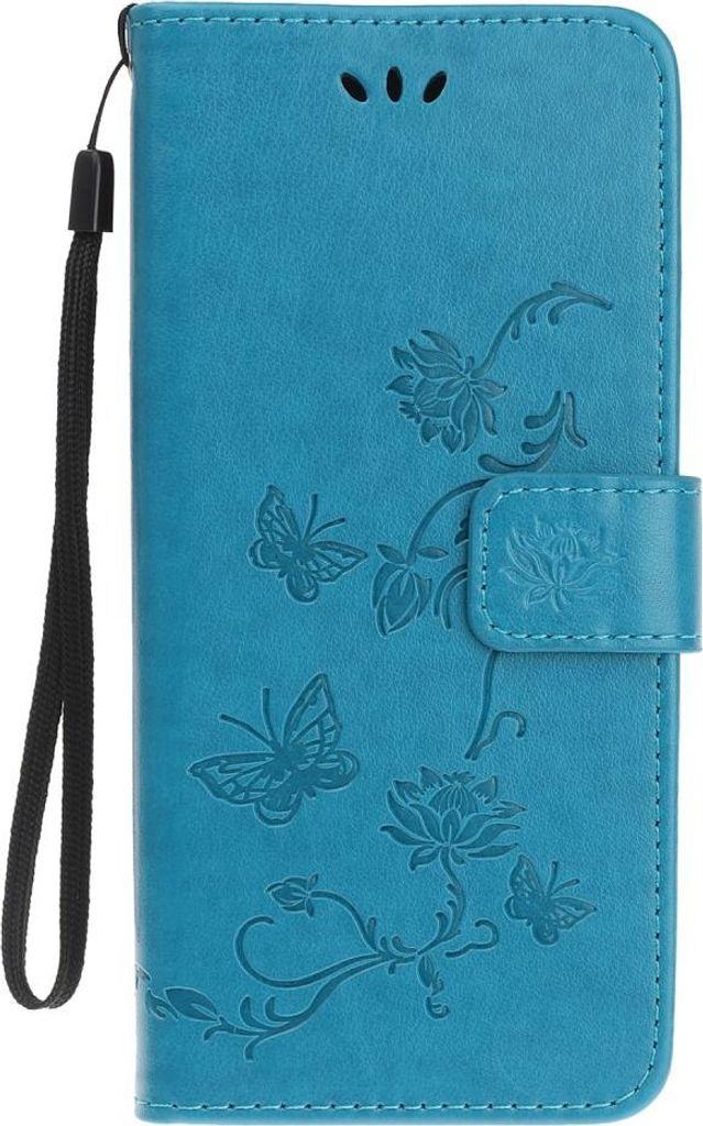 iPhone 12 Hülle - Coverup Blumen & Schmetterlinge Klapphülle - Blau