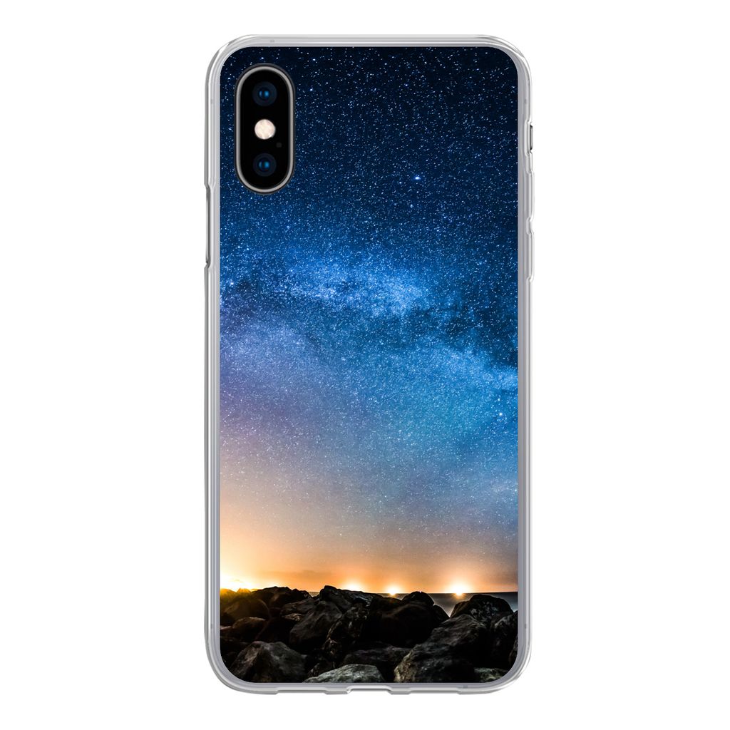 MuchoWow Handyhülle Schutzhülle Hülle für iPhone X Galaxie - Universum - Sonne - Jungen - Mädchen - Kinder Silikon Softcase Handy Hülle - H...