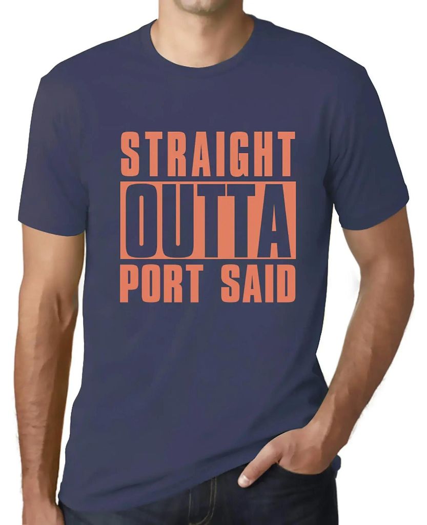 Herren Grafik T-Shirt Direkt aus dem Hafen sagte – Straight Outta Port Said – Öko-Verantwortlich Vintage Jahrgang Kurzarm Lustige Druck Geburt...