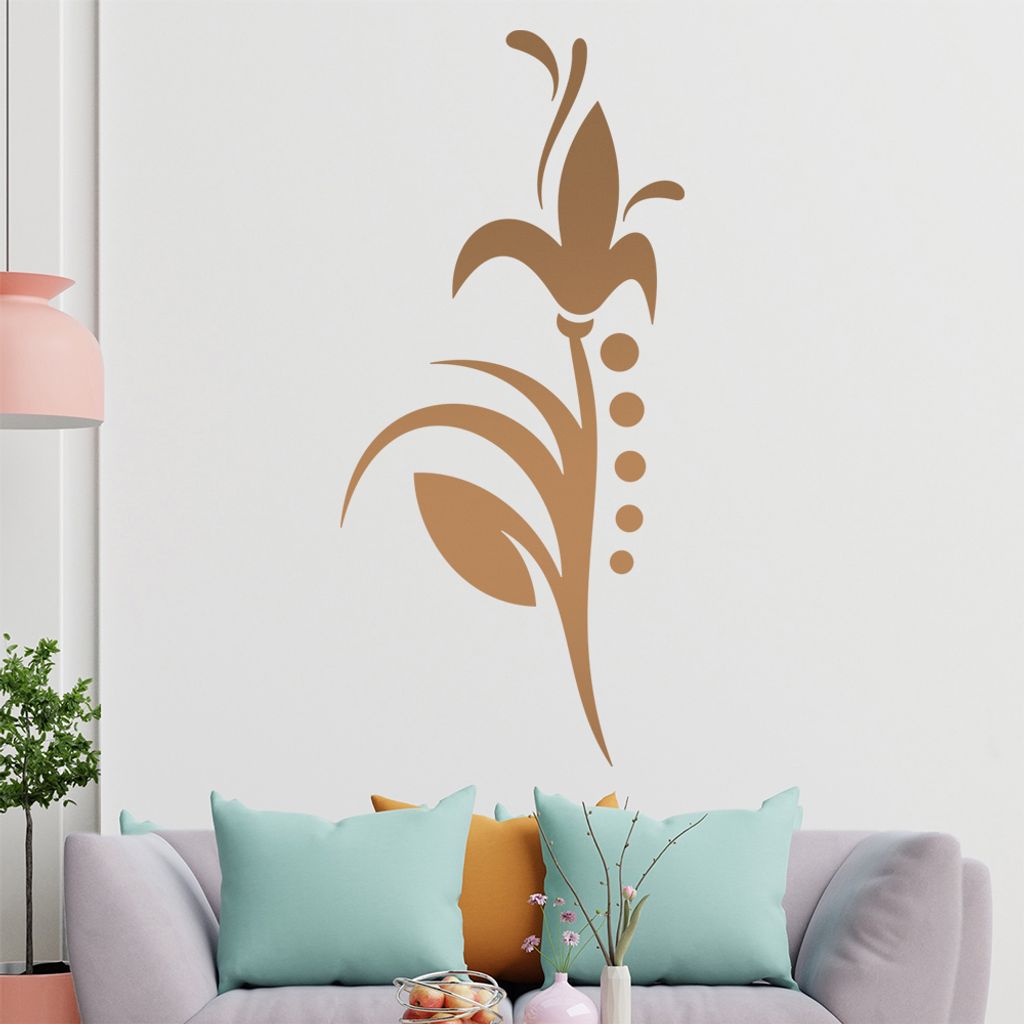 Blume - Linien Punkte Wandtattoo in 6 Größen - Wandaufkleber Wall Sticker - Dekoration, Küche, Wohnzimmer, Schlafzimmer, Badezimmer