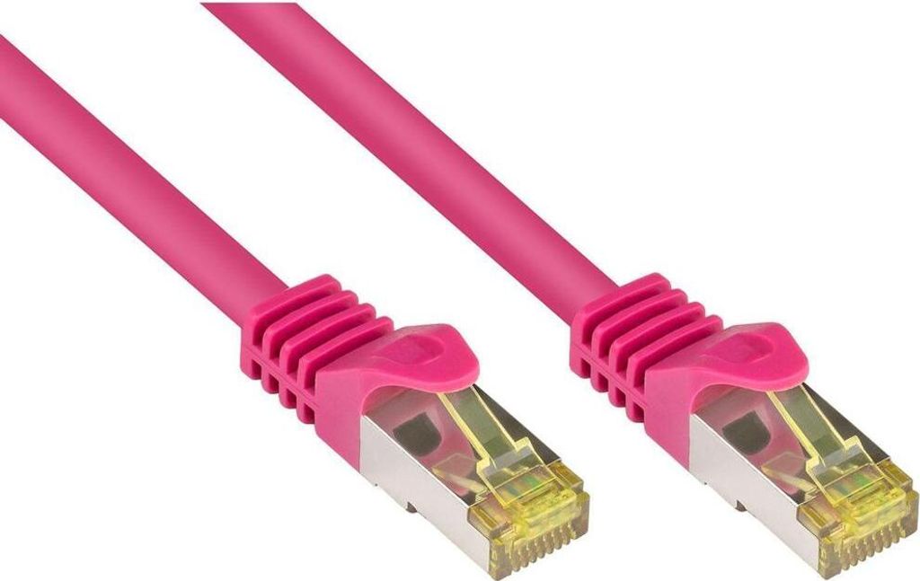 Cat 7 Patchkabel 25m mit Rastnasenschutz magenta S/FTP