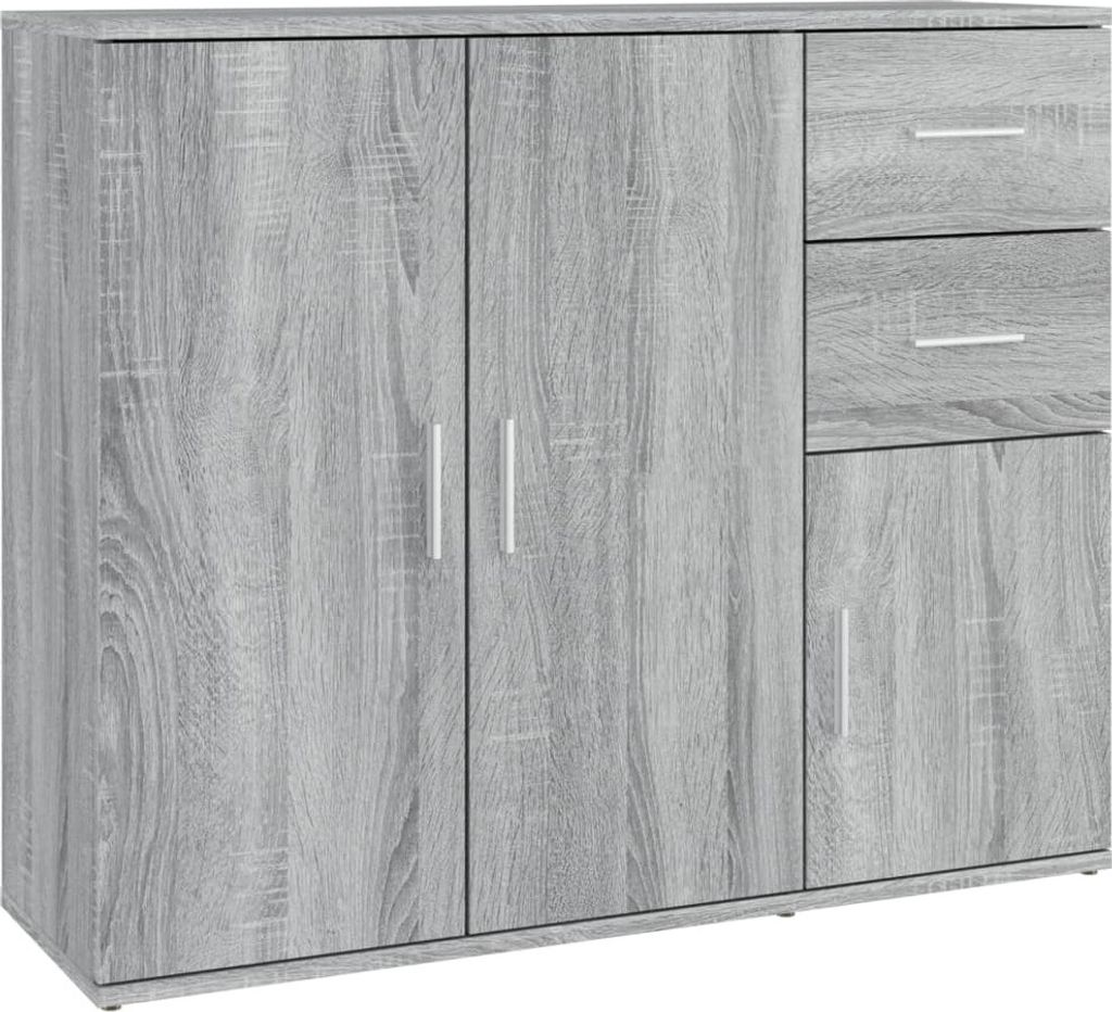 vidaXL Sideboard Gris Sonoma 91x29,5x75 cm Bois composite Image du produit 