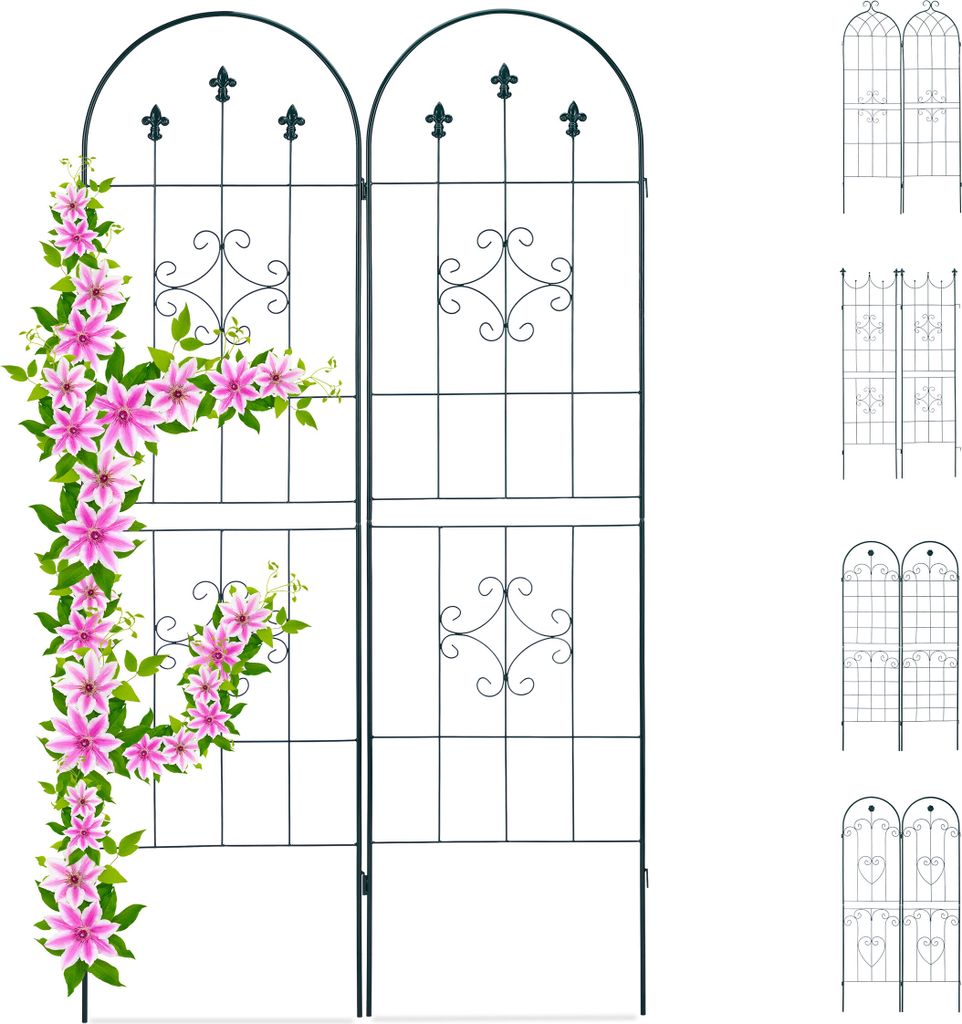 relaxdays Rankgitter Metall dunkelgrün rechteckig 50,0 x 180,0 cm, 2 St.