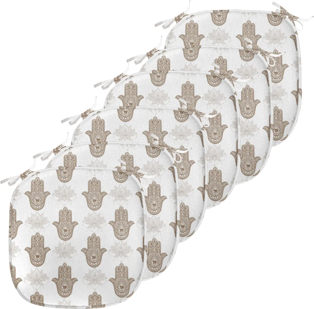 Coussins de Chaise Anti-Taches Mandala 40x40 cm Caramel, Fixation Stable Set 6