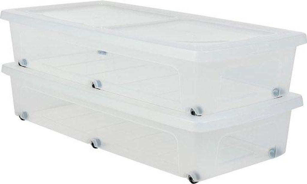 Unterbett-Lagerraumboxen 35L - Rädern - Durchsichtig - 2er-Set - 80 x 395 x 155 cm