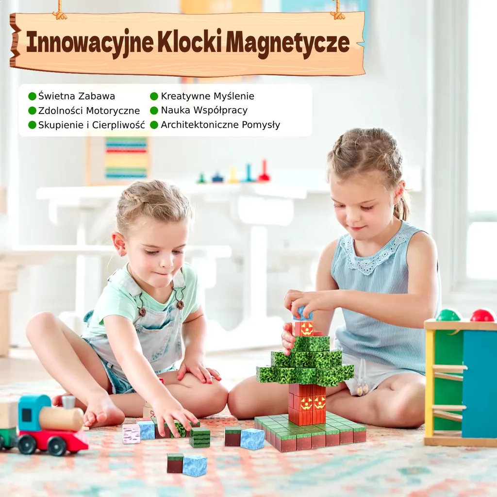 Jeu de construction magnétique 192 cubes pour enfants - Pack Décor
