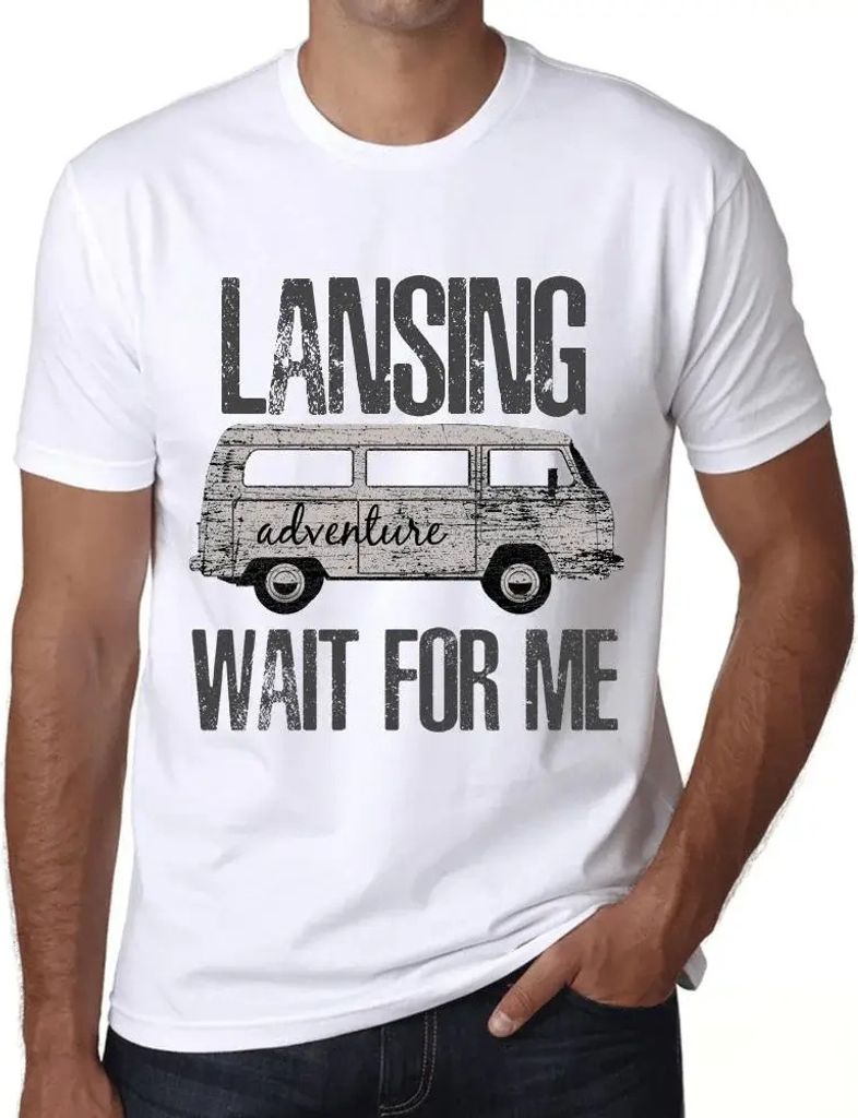 Herren Grafik T-Shirt Abenteuer warten auf mich in Lansing – Adventure Wait For Me In Lansing – Öko-Verantwortlich Vintage Jahrgang Kurzarm Lu...