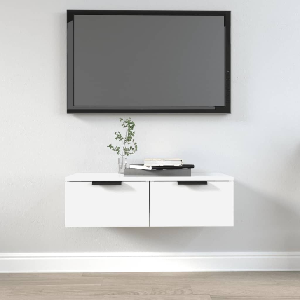 The Living Store Wandschrank Weiß 68x30x20 cm Holzwerkstoff